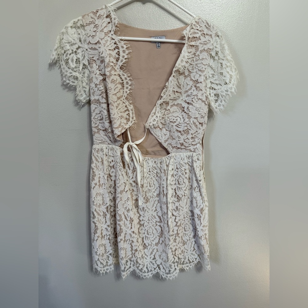 Tobi White Lace Mini Dress